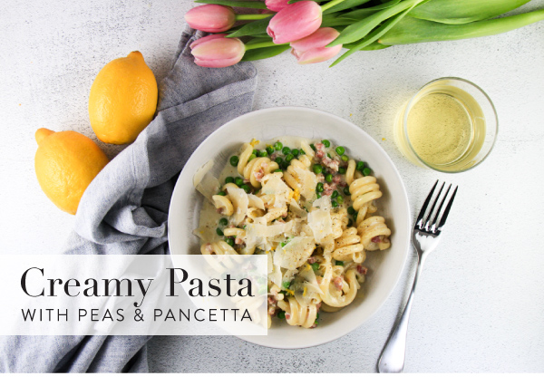 Creamy Pasta with Peas and Pancetta