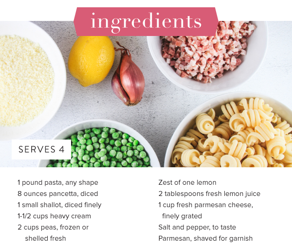 Creamy Pasta with Peas and Pancetta