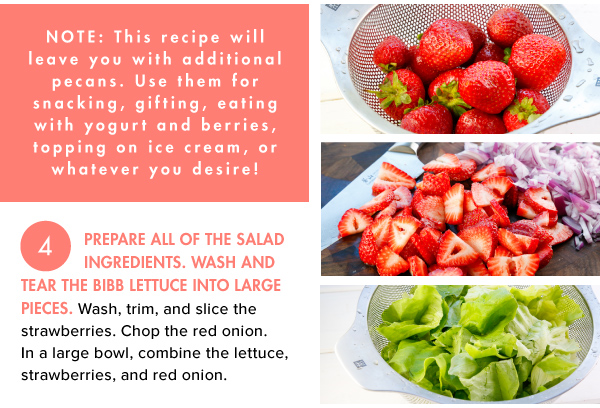 Butterhead Lettuce and Strawberry Salad with Blue Cheese and Candied Pecans