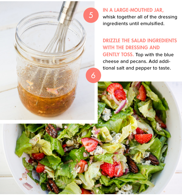Butterhead Lettuce and Strawberry Salad with Blue Cheese and Candied Pecans