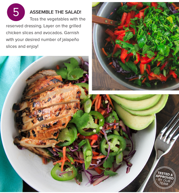 Grilled Chicken and Veggie Salad with a Soy Sesame-Ginger Dressing