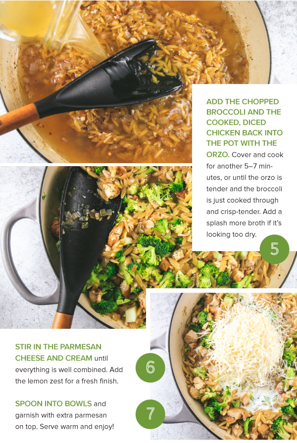 One-Pot Chicken, Broccoli, and Orzo
