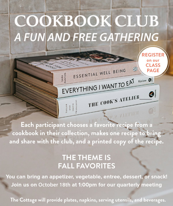 Join us for our quarterly Cookbook Club meeting!